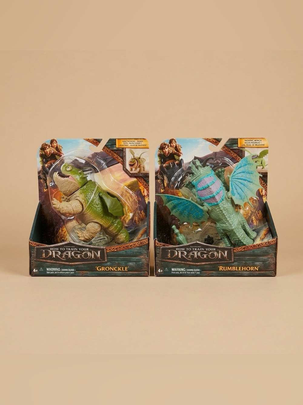 Set of Two DreamWorks Dragons Rumblehorn and Gronckle Action Figure